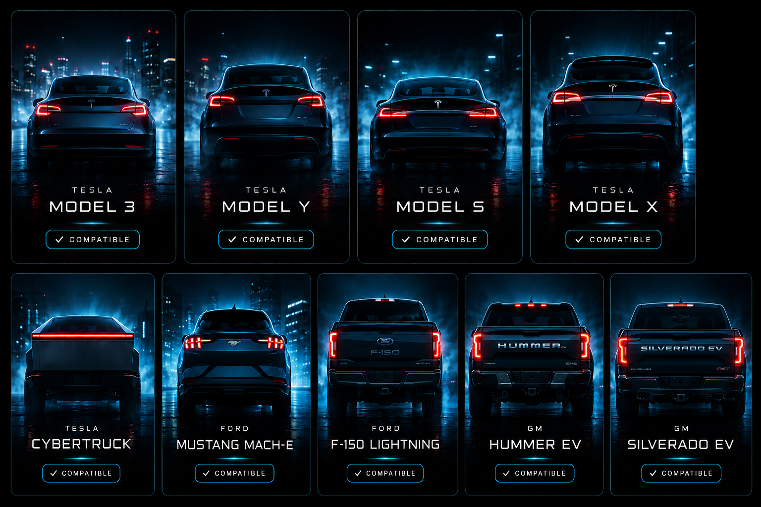 Compatible Tesla, Ford and GM electric vehicles